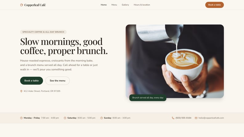 Cafe & Restaurant Website تھمب نیل